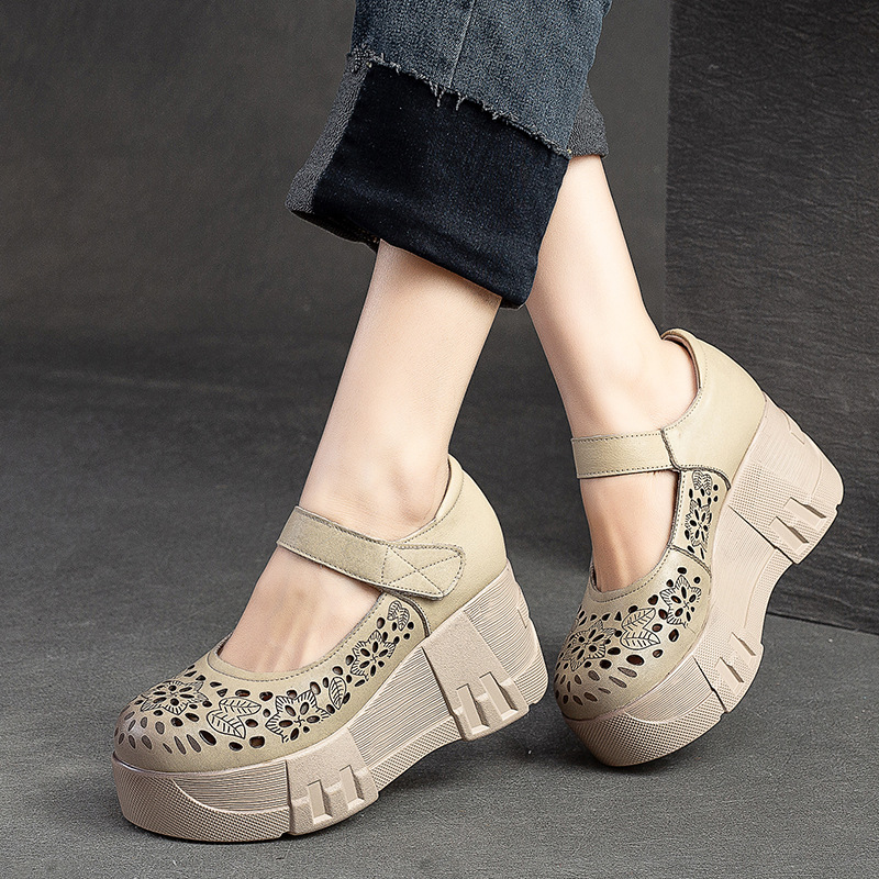 Chỉ Size 36 Sale Sốc: Giày Dép Sandal Nữ Huaidu Mũi Tròn Hàng Mùa Hè Phục Cổ Cổ Điển Tăng Chiều Cao Thoáng Khí Giày Dép Nữ Chất Liệu G05 Sản Phẩm Mới, (Miễn Phí Vận Chuyển Toàn Quốc).