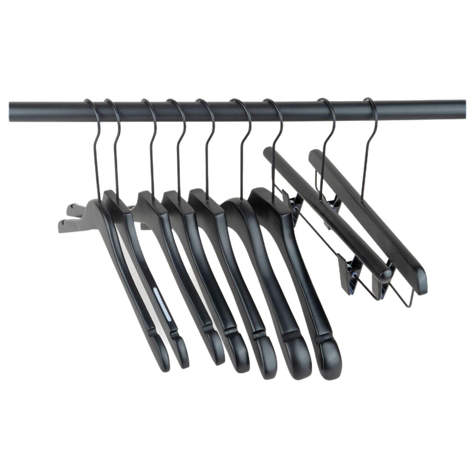Black solid wood hanger wholesale clothing store women's special clothes hanging seamless clothes hanging adult wooden pants rack lettering