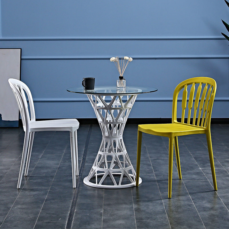 阳台小茶几圆形简易台小户型小圆桌钢化玻璃小圆桌子休闲桌椅套装