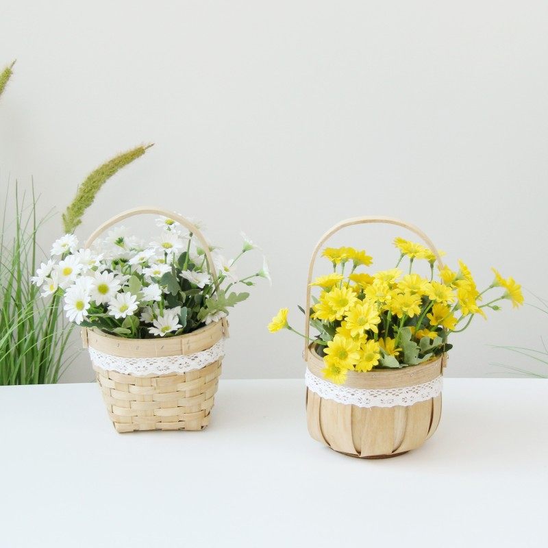 Carefully Selected Mini Wooden Flower Baskets for Children's Day and Women's Day, Flower Shop Arrangement Baskets, Woven Baskets, Storage Tote Baskets