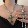 Punk Niche Ins-Style Retro Skull Cross Pendant Necklace for Women Hip-Hop Spicy Girl Choker Ins Collarbone Chain
