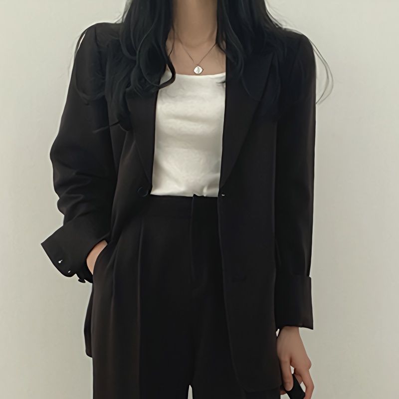 Chic Korean Style Blazer Set Elegant Mid Length Design Youthful Vibes Bright Colors Perfect for Spring and Autumn