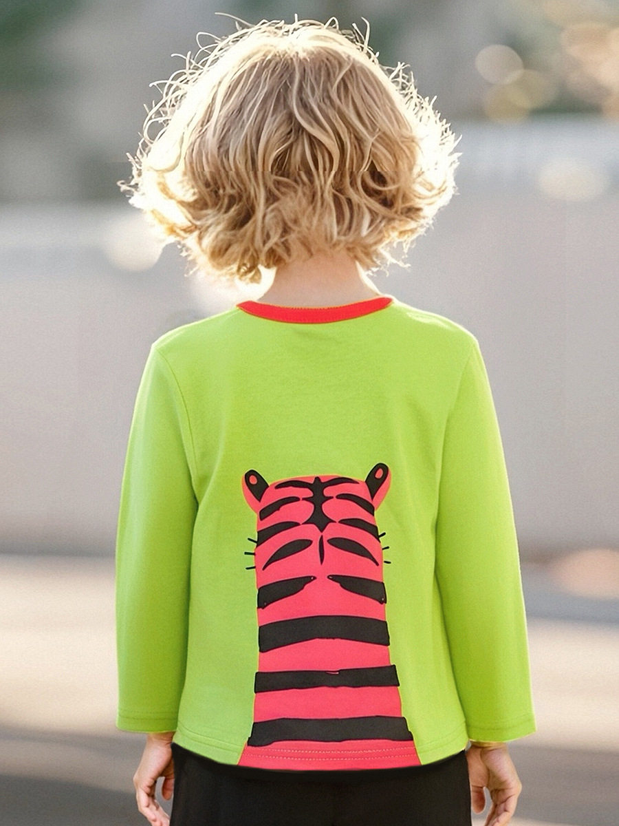 Style Boys' T-Shirt, Autumn Cartoon Baby Top, Long-Sleeve Cotton Tee Wholesale