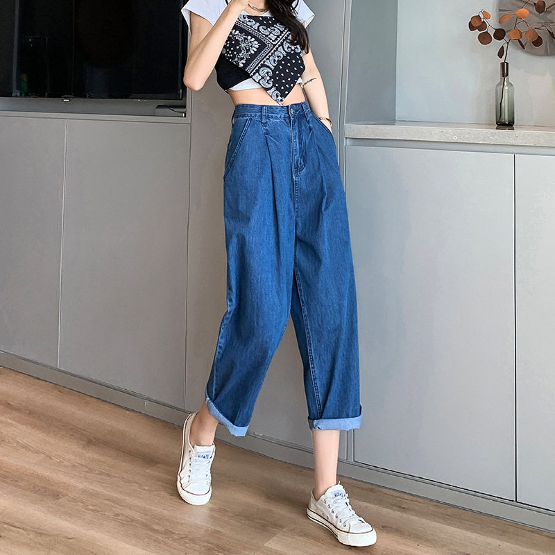 High Waisted Loose Fit Banana Pants Lightweight Trendy Relaxed Fit Cropped Length Casual Wear for Women Wholesale