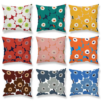 Finnish Poppy Sun Flower Pillow Case Plush Digital Printing Logo Pillow Ins Style Bedside Sofa Backrest