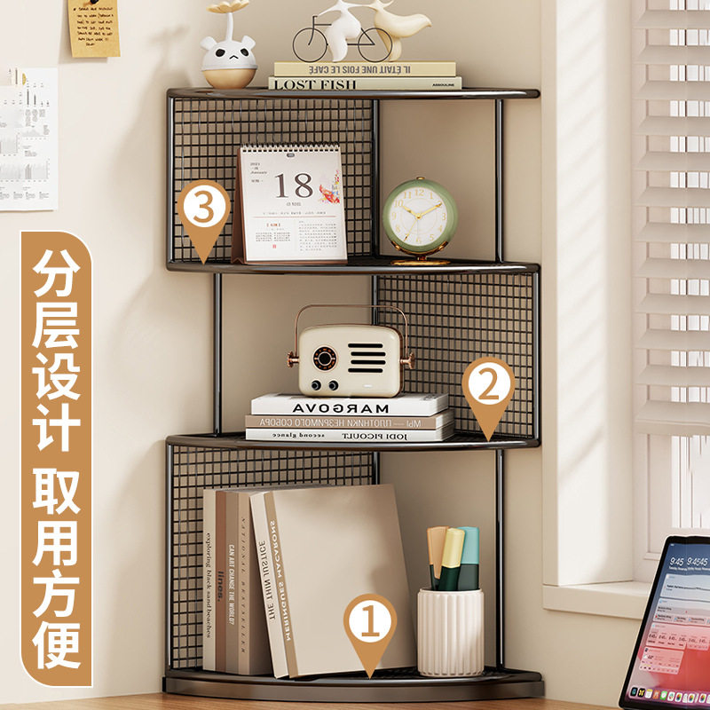 办公室桌上转角置物架书桌拐角多层收纳架子工位墙角小型三角书柜