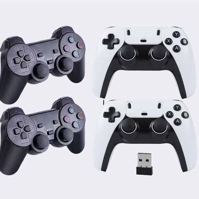Ps2 Dual Wireless Game Controller for Two Players, Tv 2.4g Wireless Connection, One-To-Two Ps