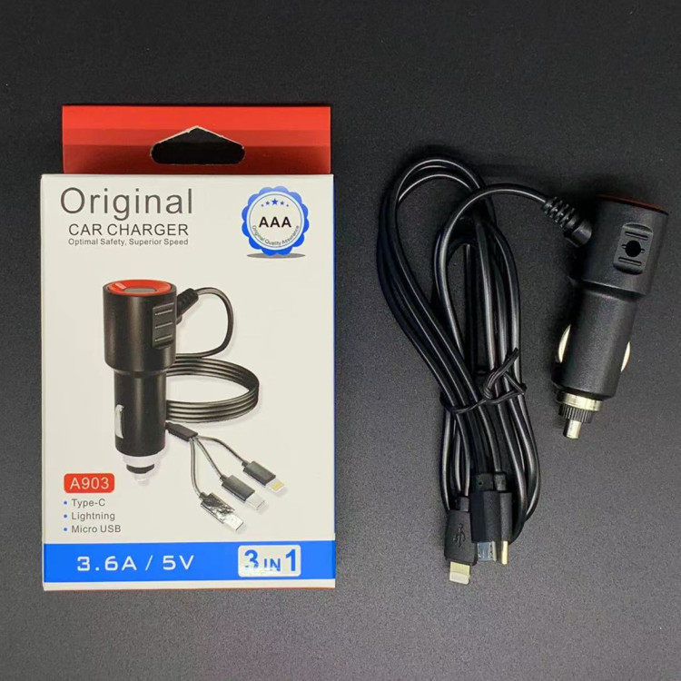 New car charger dual usb one-to-three Belt Line fast charge cigarette lighter car charger car supplies