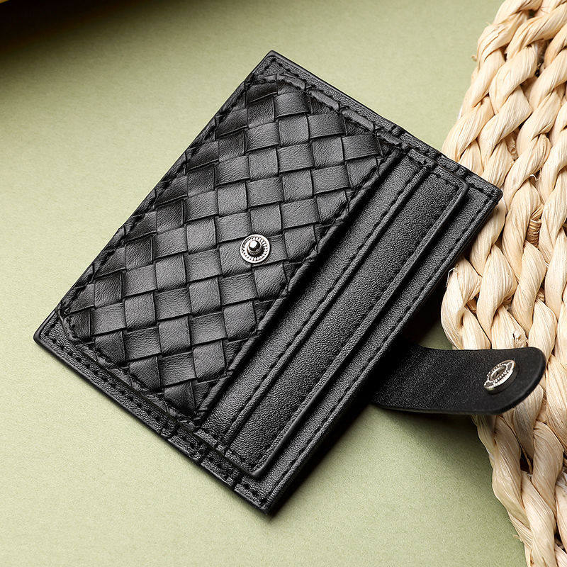 Cross-Border Card Holder for Women, Compact Document Holder, Stylish Card Holder for Men, Anti-Magnetic Driver's License Card Holder, Exquisite Coin Purse, Woven Design