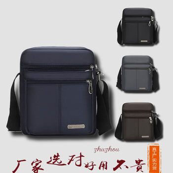 Cross-Border Wholesale Simple and Stylish Crossbody Bag for Men, Oxford Cloth Multi-Pocket Small Square Bag, Business Casual Shoulder Bag, Trendy