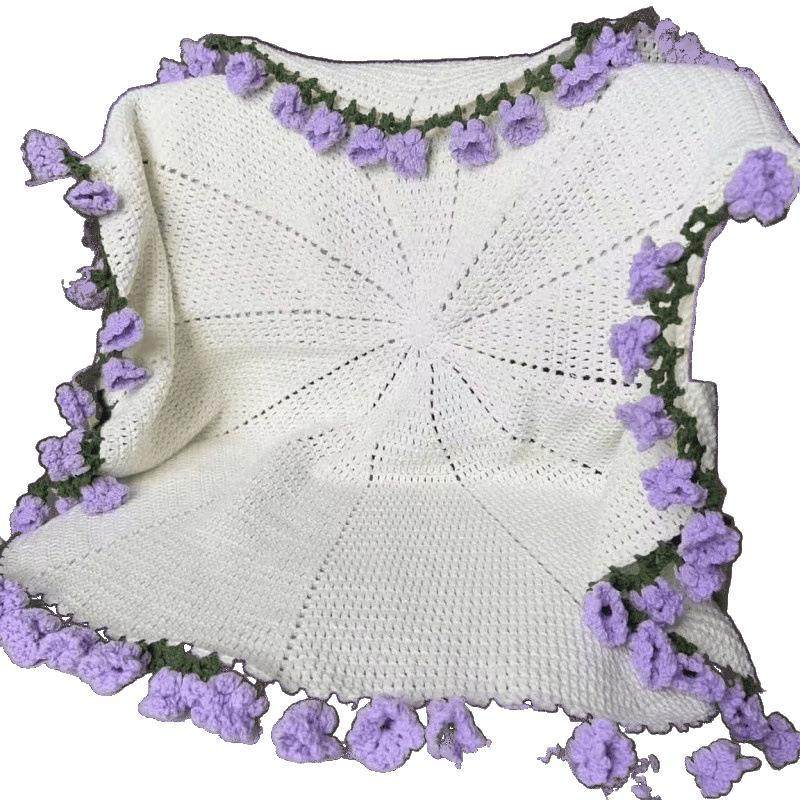 Flower Blanket Direct Sale Tulip Rose Bouquet Gift for Best Friend Yarn Ball Handmade Knitting DIY Material Kit Blanket