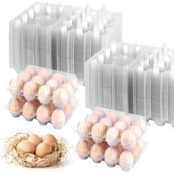 12-Compartment Plastic Egg Carton, Transparent and Reusable Egg Container, Egg Tray, Egg Box