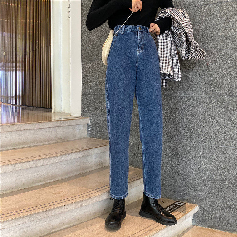 High Waisted Womens Jeans Stylish Versatile Casual Straight Leg Trendy for Students Wholesale Available