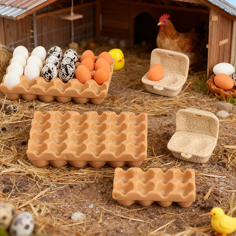 Miniature Scene Ornaments Resin Mini Egg Tray DIY Creative Crafts Cross-Border Supply Factory Direct Sales