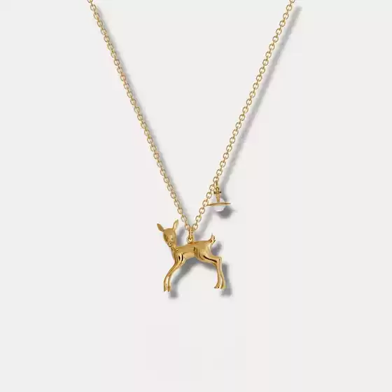 [Little Deer] Queen Mother of the West Elk Christmas Limited Saturn Necklace Ins Fawn Pendant Clavicle Chain Does Not Fade