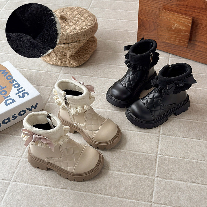 Girls' Boots Winter 2025 New Thickeneded and Warm Kidsren's Snow Boots for Middle-Aged and Older Girls Princess Boots Mid-Calf Boots