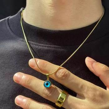 Angel Eye Titanium Steel Gold Exquisite Clavicle Chain Men's Personalized Light Luxury Necklace Niche Original Design Jewelry Women's Trend