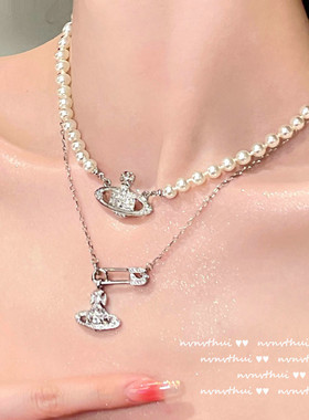 湖光水影流星石项链 设计师镀18K金璀璨星星锆石羽毛颈链可叠戴