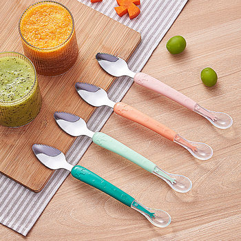 Anti-Fall and Bite-Resistant Baby Food Spoon, Soft Tooth Guard, Non-Slip Tableware, Food-Grade Silicone, Factory Direct Sales and Wholesale