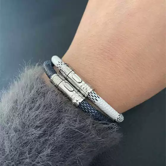 New Black Leather Rope Bracelet Couple's Girlfriend Bracelet Korean Silver Hidden Buckle Personalized Trendy Brand Classic Hand for Men and Women Students