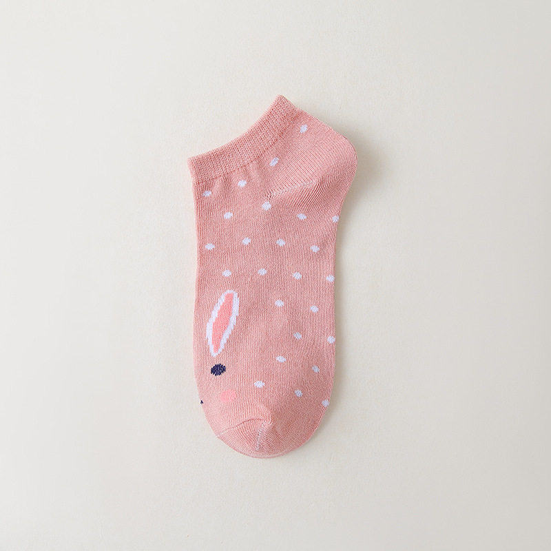 袜子女卡通短袜可爱动物运动女袜春季潮流船袜不掉跟隐形女士棉袜