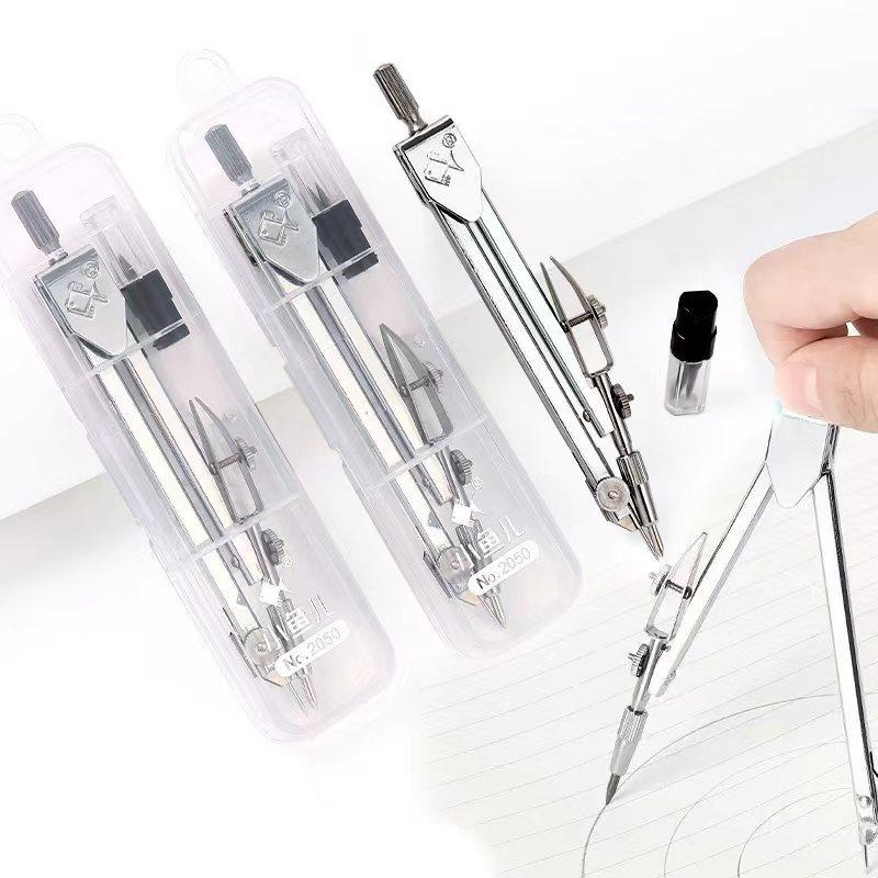 Xiaoyuer 2050 Silver Compass 2-Piece Set for Primary and Secondary School Students Special Examination Drawing Compass Set Stationery Wholesale