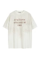 Rhinestone embellished distressed white short-sleeve shirt
