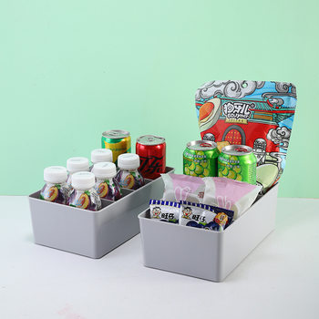 Refrigerator Drawer Divider Built-In Small Storage Box Desktop Compartment Plastic Rectangular Debris Organizer Multi-Grids
