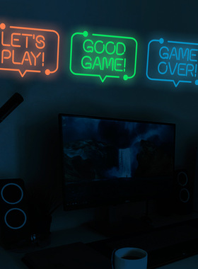 创意游戏game夜光贴儿童房网吧美化装饰画自粘彩色荧光墙贴纸防水