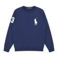 Cotton style round neck navy blue and white
