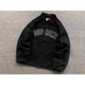 D429# micro-embroidered letter jacket - black