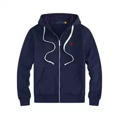 Cross-Border Export Men's Clothing Paul Polo Sweatshirt Embroidered Pony Logo Fleece-Lined Cardigan Zipper Hooded Jacket Top for Men