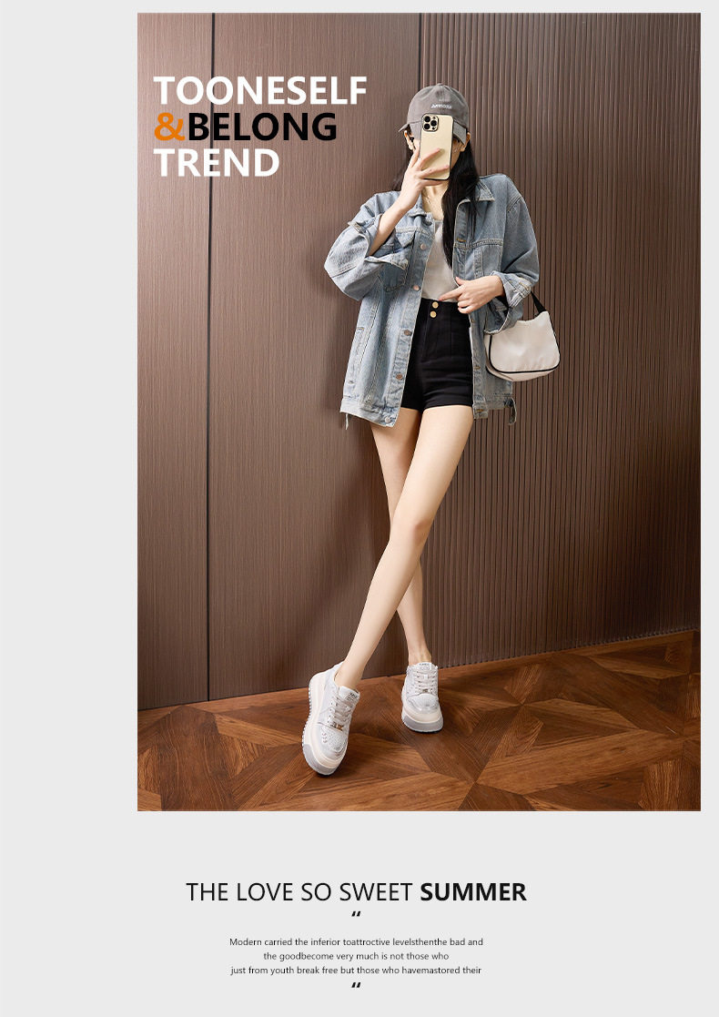 Giày sneaker nữ chunky đế dày trắng phong cách thể thao — Lông nguyên chất, Bạc chi tiết 11