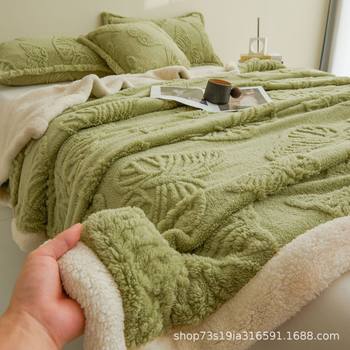 Cross-Border Solid Color Butterfly Taffeta Blanket Double Layer Thickened Lamb Velvet Blanket Winter Warm Air Conditioning Blanket Sofa Blanket