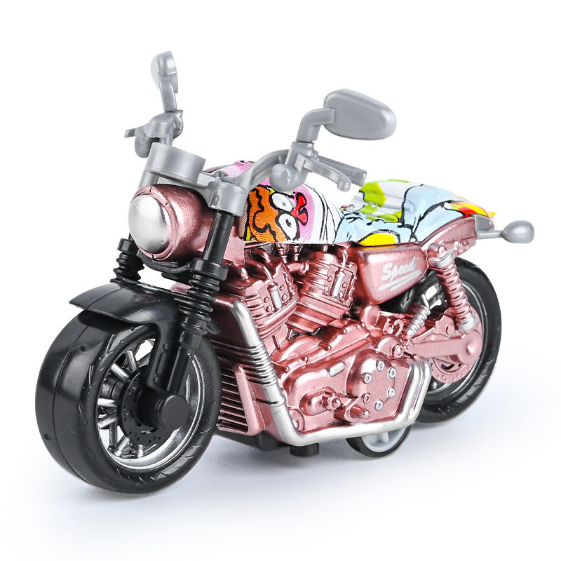 跨境代发儿童玩具男孩宝宝仿真合金摩托车摆件钥匙扣模型玩具车子