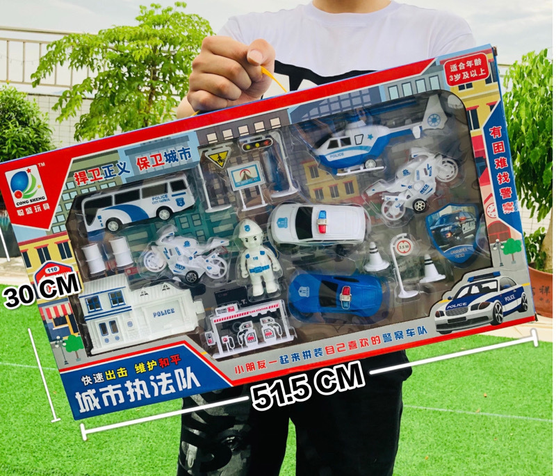 批发工程车消防车模型惯性回力车套装工程玩具车男孩玩具地摊