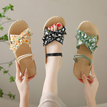 New Arrival Floral Slippers Women's Summer Outer Wear All-Match Women's Flat Non-Slip Female Student Fashion Sandals Beach Shoes