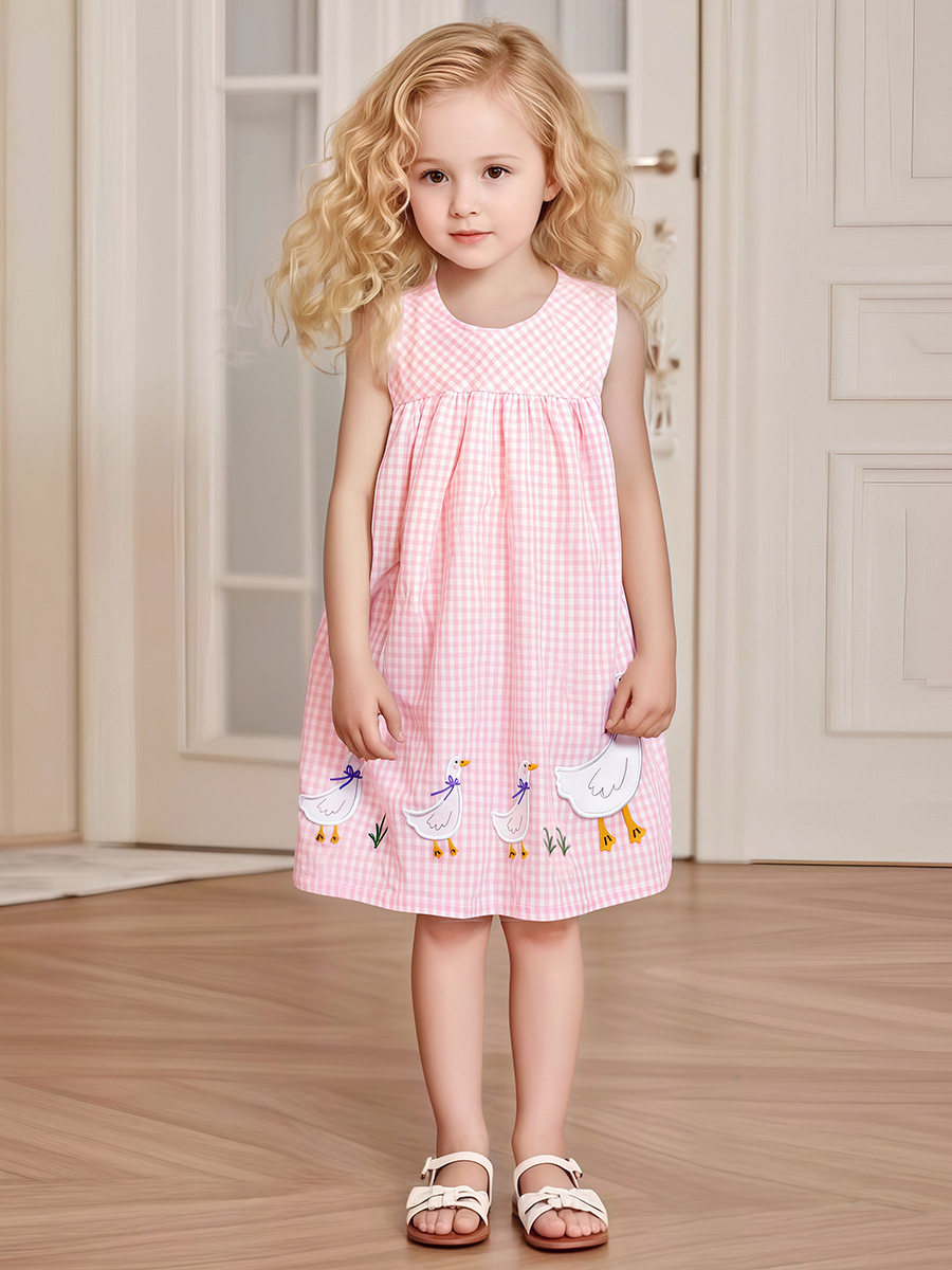 Robe de fille sans manches, robe tank pour enfants d'été, mignon robe de fille