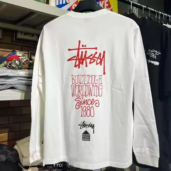Spring and Autumn Basic Letter Printing 260g Cotton Long Sleeve T-shirt Men's and Women's Heavy Couple Casual Loose STU West