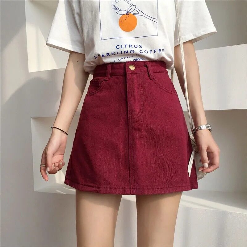 High Waisted Denim Mini Skirt Slim Fit Versatile Plus Size Casual Summer Wear for Students Wholesale Available