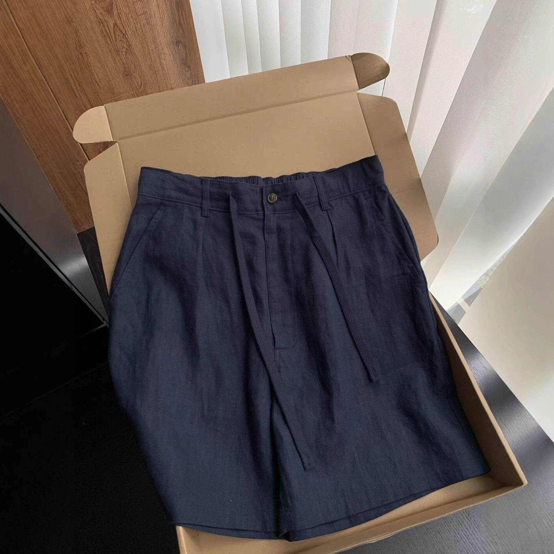 老钱风天丝亚麻短裤男款夏薄款宽松休闲棉麻裤子轻熟风西装五分裤
