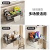 Suction-type Sink Draining Basket Storage Rack with Rod and Hook Suction Punch-free Kitchen Storage Artifact Plastic Hanging Basket
