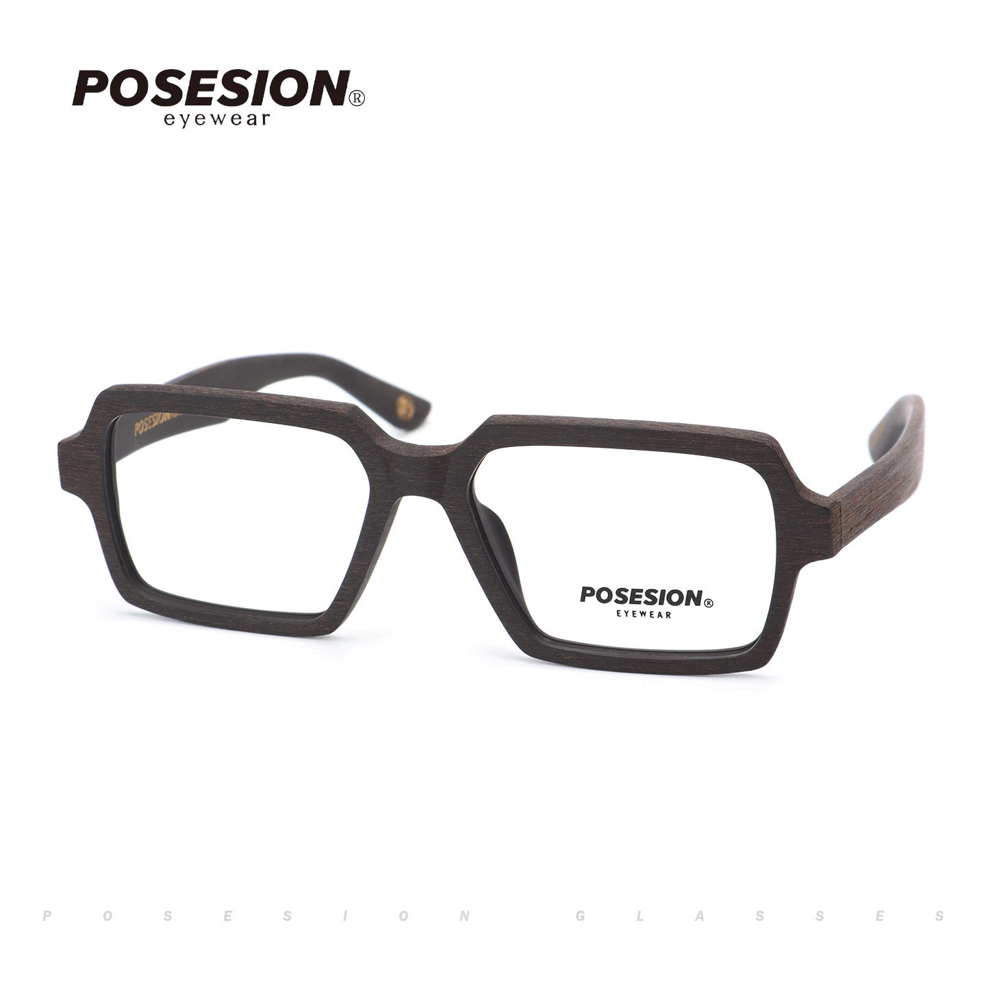 Retro Plate Myopia Glasses Square Frame Wood Grain Large Frame Men and Women Lensless Glasses Frame Ps9019
