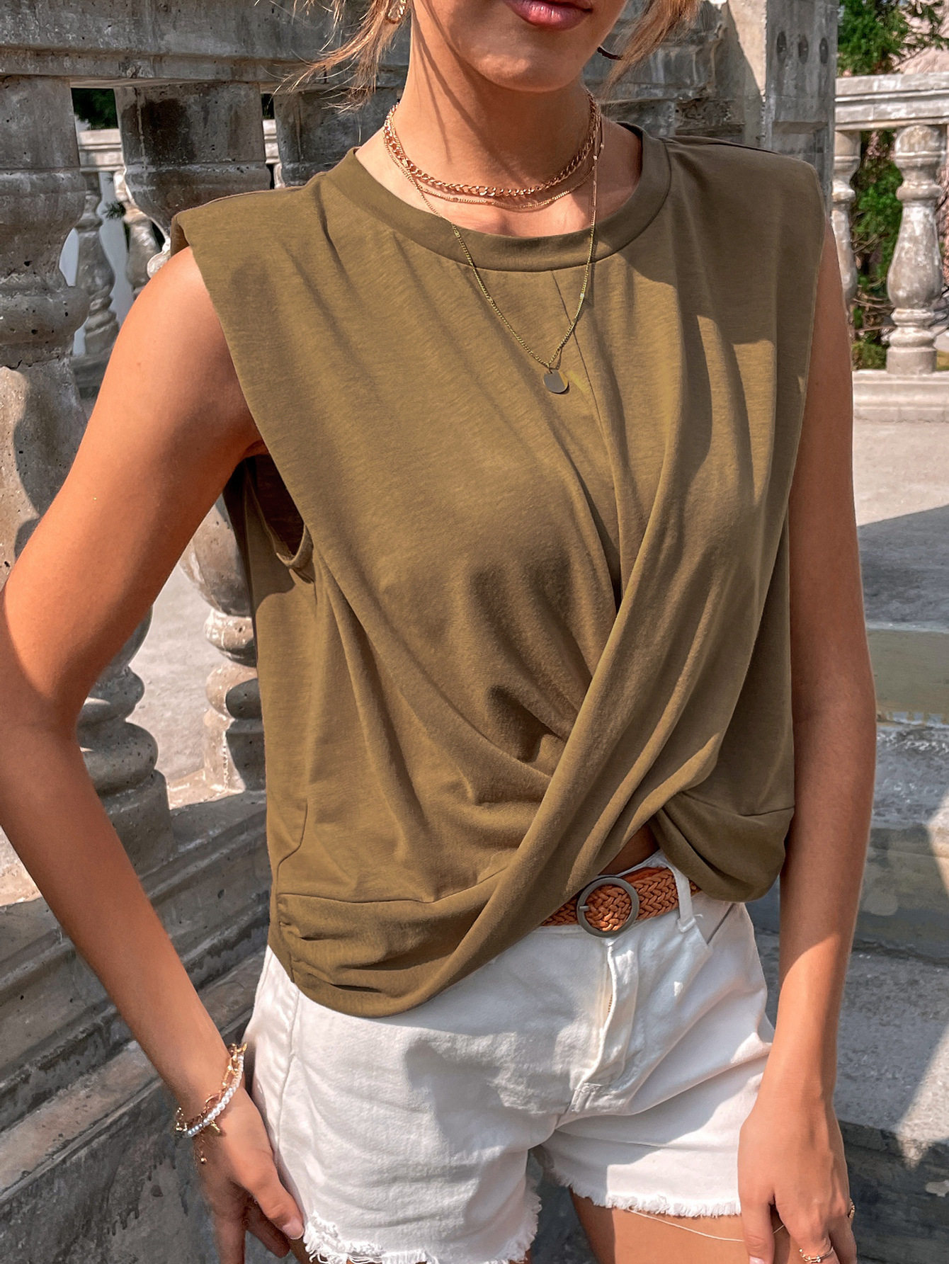 Womens Sleeveless Loose Tank Top Solid Color Casual Style Perfect for Summer Wear Wholesale Available