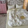 New Cute Towel Embroidered Four-Piece Set Washed Cotton Quilt Cover Girl Student Dormitory Bed Three-Piece Set Factory Direct Sale