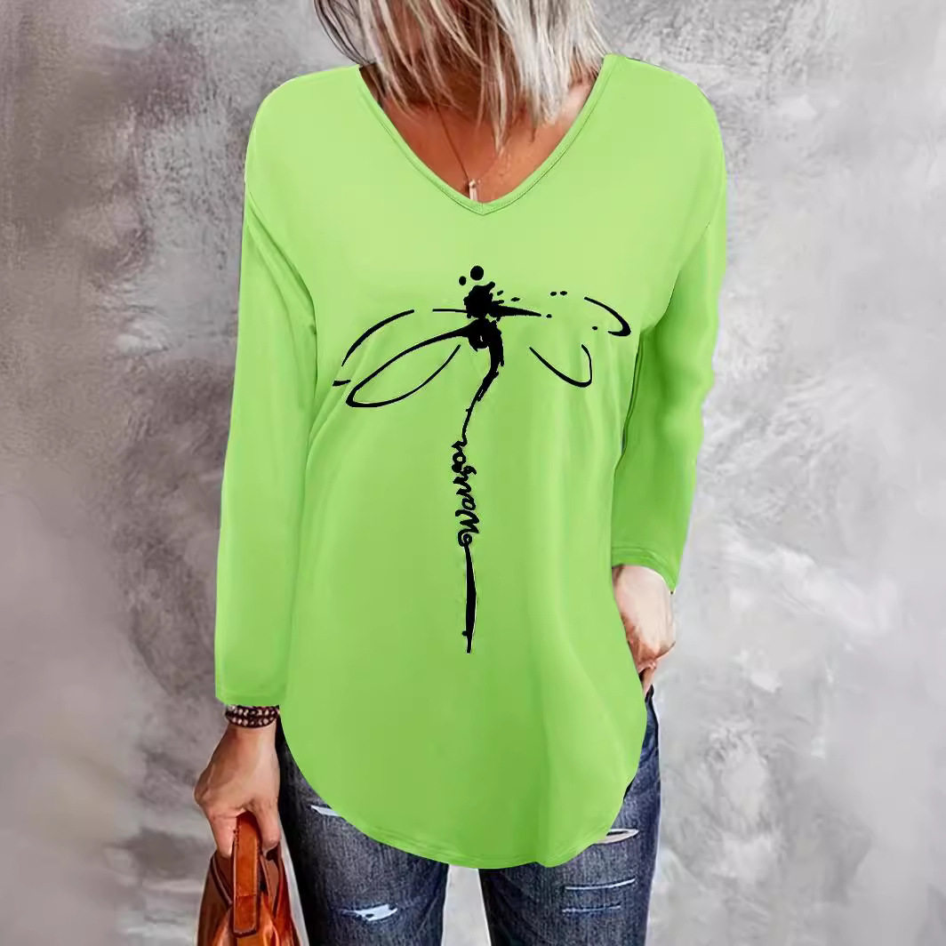 Womens Loose Fit Long Sleeve T Shirt V Neck Bamboo Fabric Summer Style Wholesale Available customizable