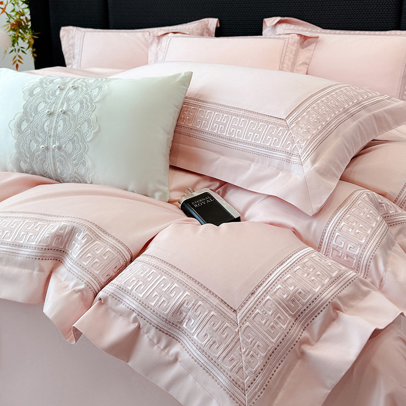 Class a 200g Satin Long-Staple Cotton Four-Piece Set Pure Cotton Bed Bed Sheets Quilt Cover Four-Season Accessible Luxury Nantong Bedding