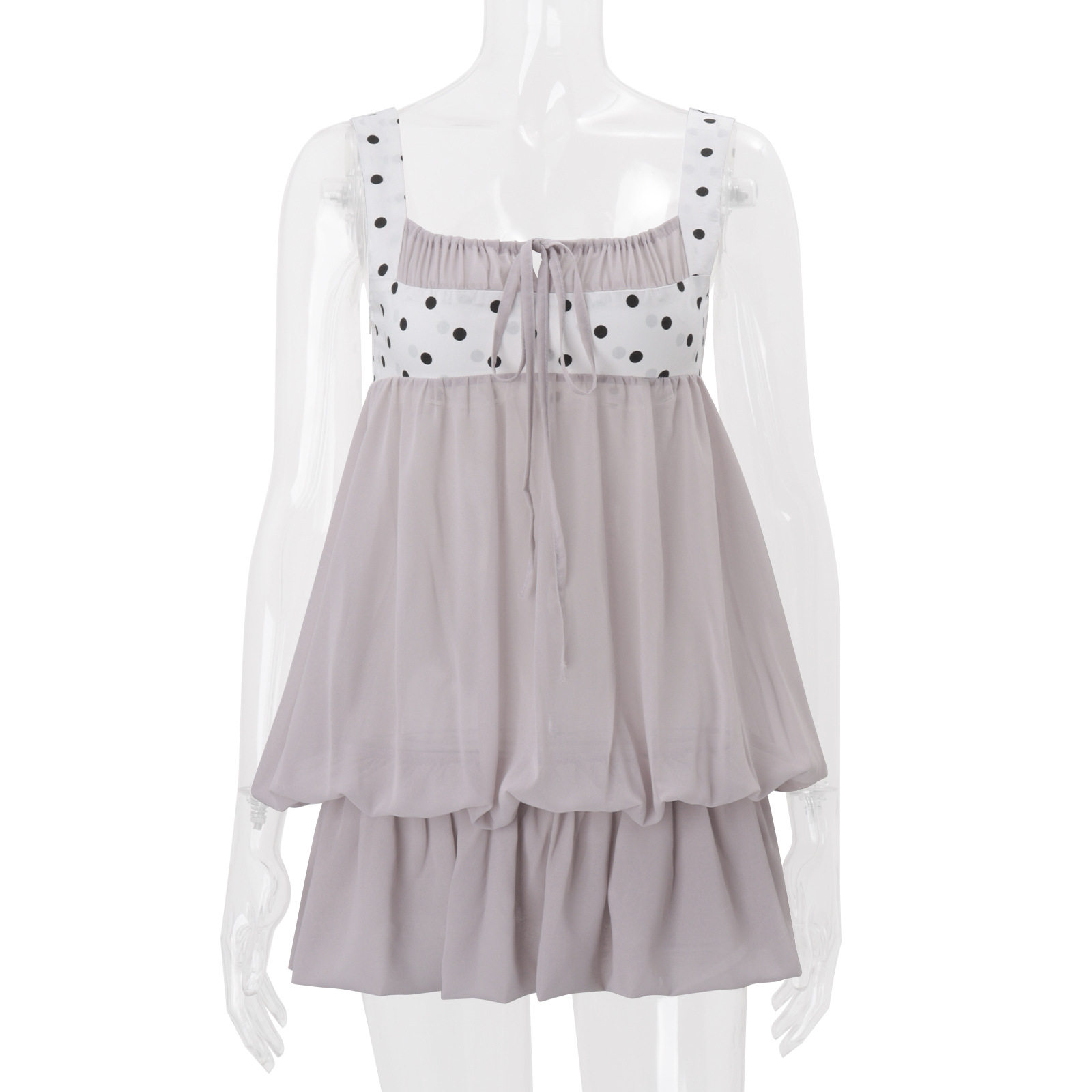 Summer Womens Dress Stylish Sweetheart Neckline Polka Dot Design Puff Sleeve Lightweight Fabric Perfect for Casual