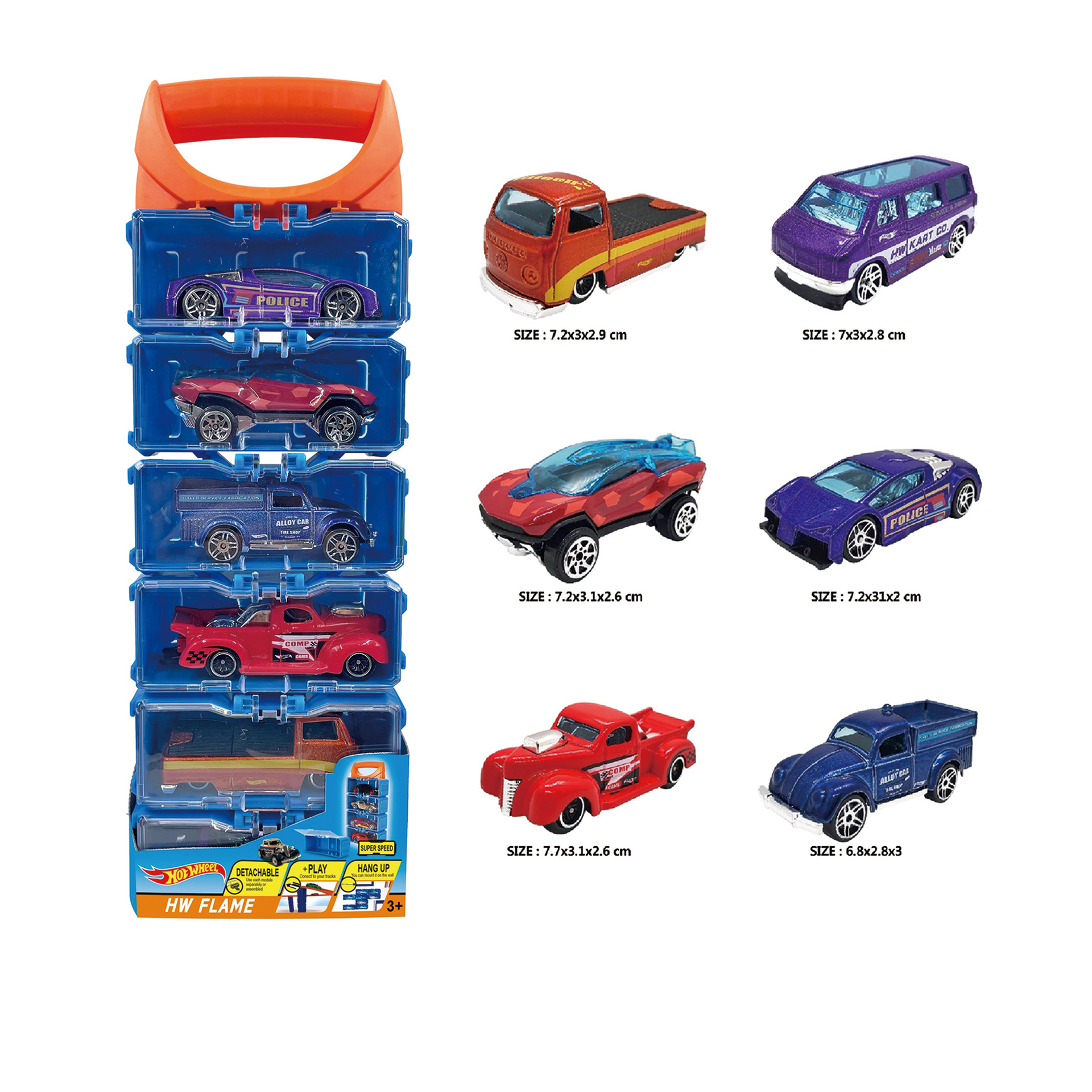 1：64合金车子 耐摔防摔玩具车 手提盒合金车仔套装 合金哈雷摩托