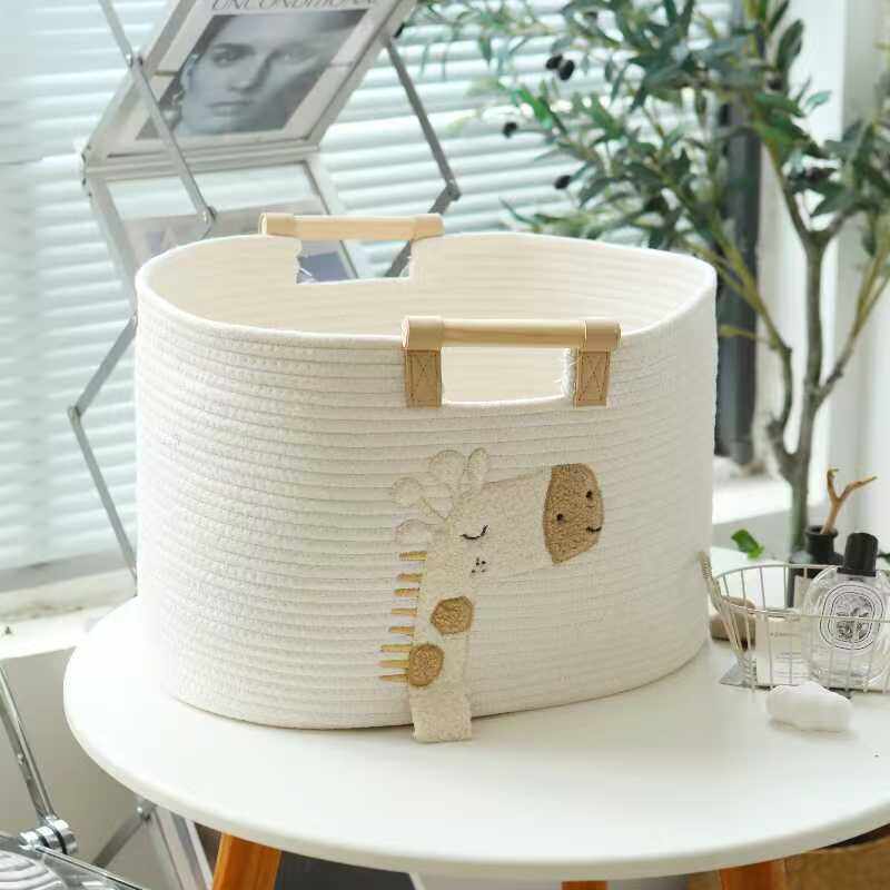 Cartoon Cotton Thread Woven Storage Basket Toy Snack Storage Basket Living Room Desktop Sundry Storage Basket Factory Direct Supply